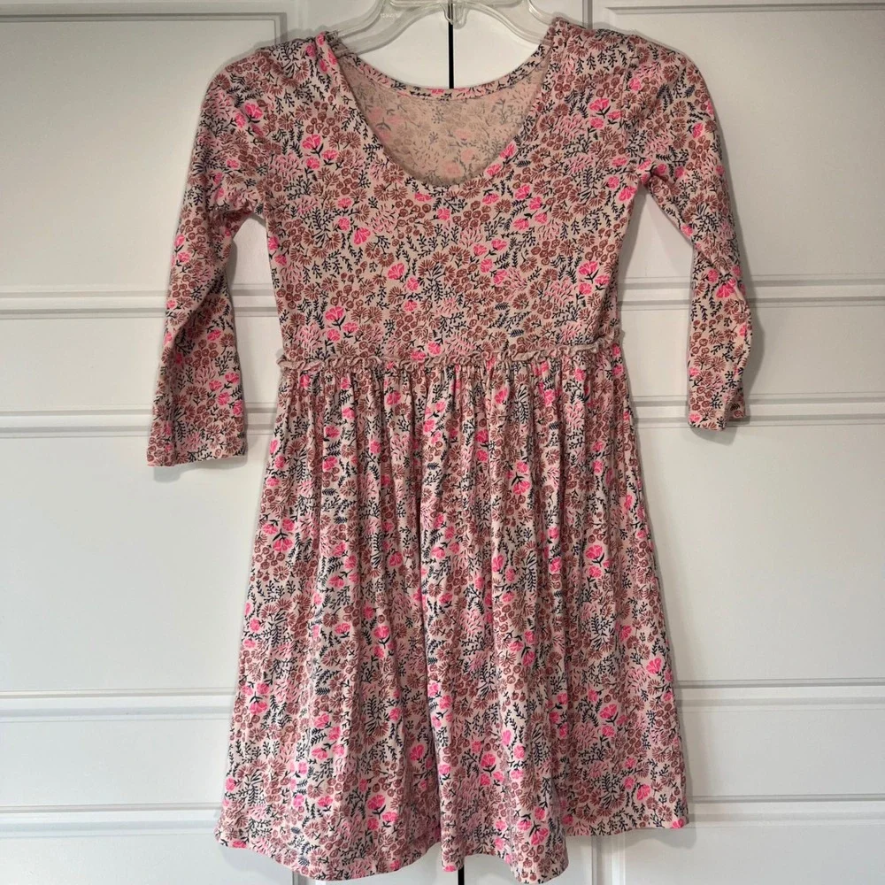 Harper Canyon Girls Floral Dress Size 8 Long Sleeve Pink Brown‎ Casual
